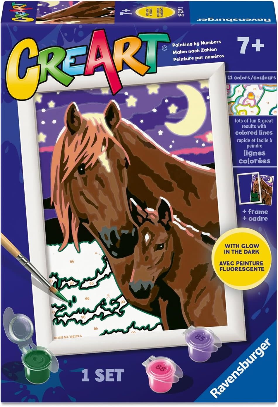 CreArt Painting by Numbers Glow Horses at Midnight