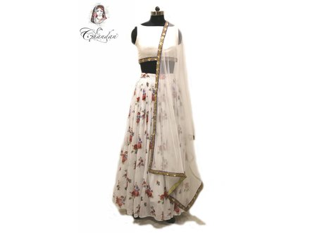 Off White Pinted Lehenga with Off White choli Off White Pinted Lehenga with Off White choli