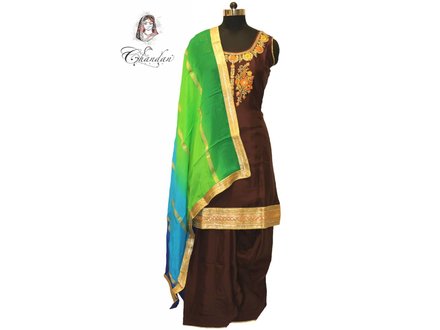 Embroidered Suit with Contrast Dupatta Embroidered Suit with Contrast Dupatta