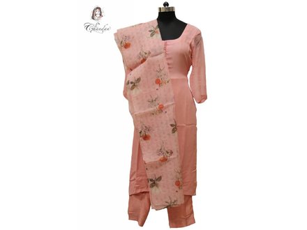 Rose Pink Kurta with Matching Trouser and Printed Dupatta Rose Pink Kurta with Matching Trouser and Printed Dupatta