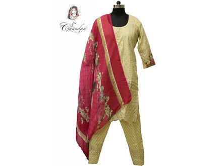 Chikenkari Kurta and Trouser with Printed Dupatta Chikenkari Kurta and Trouser with Printed Dupatta