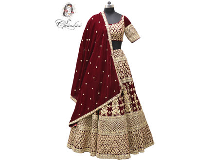 Heavy Maroon Bridal Lehenga Choli with 2 Dupatta 34 Heavy Maroon Bridal Lehenga Choli with 2 Dupatta 34
