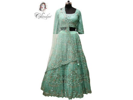 Heavy Sea Green Bridal Lehenga Choli 38 Heavy Sea Green Bridal Lehenga Choli 38