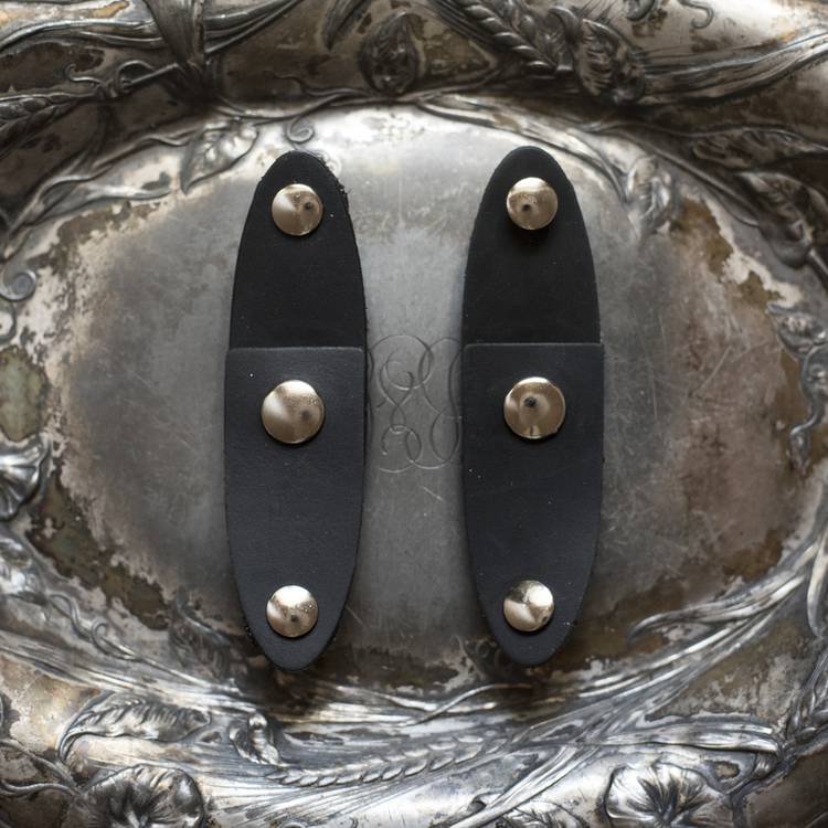 Jul Designs Oval Latch Leather Snap Closure - Pair Smooth Black