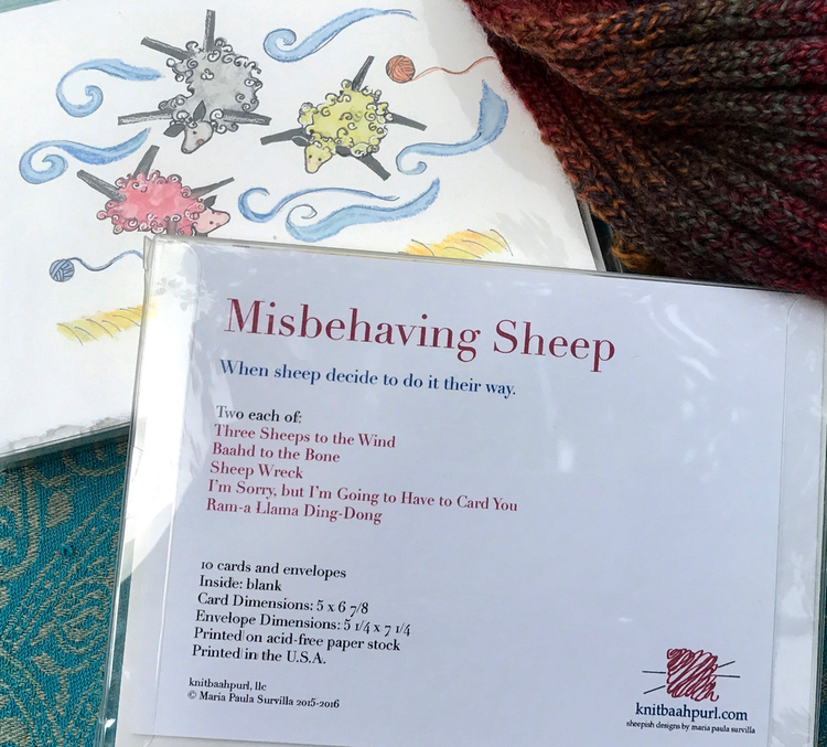Knit Baah Purl Misbehaving Sheep Cards - Box of 10