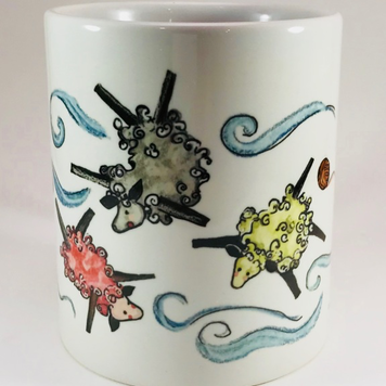 Knit Baah Purl Full Color Mug, Three Sheeps to the Wind