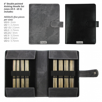 Lykke Lykke Driftwood 6-inch Double Point Needle Small Set, Grey Denim Case