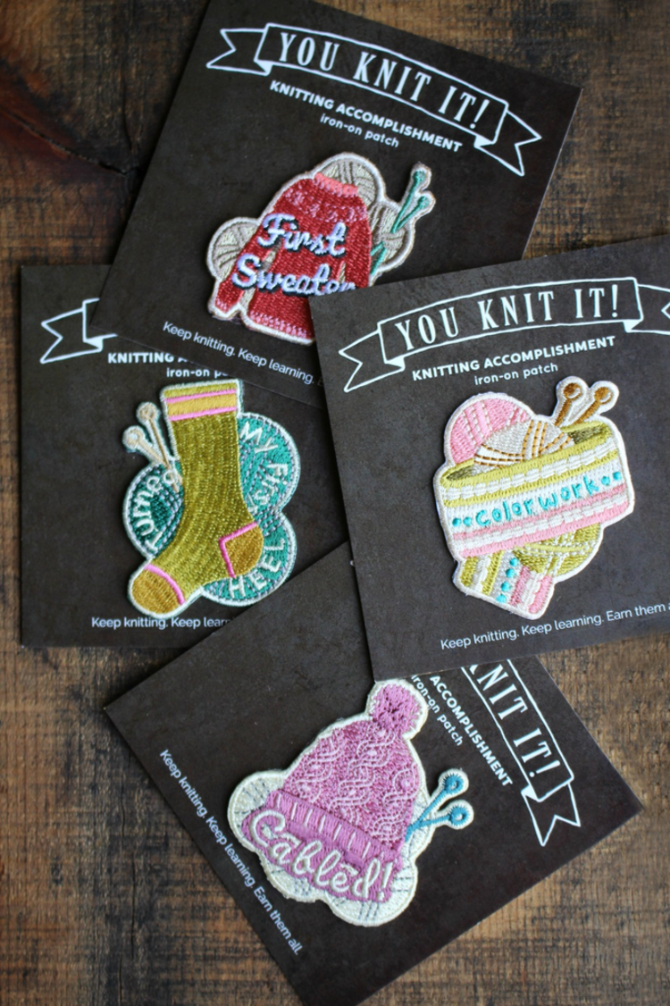 Never Not Knitting Knitting Accomplishment Patch, Colorwork