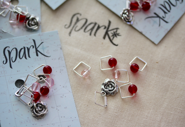 Spark Square Stitch Markers, Run For the Roses, A For Yarn’s Sake Exclusive
