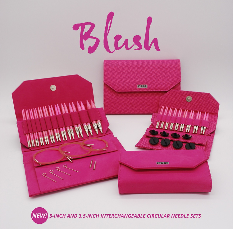 Lykke Lykke Blush Short Interchangeable Needle Set, Magenta Basketweave Effect Case