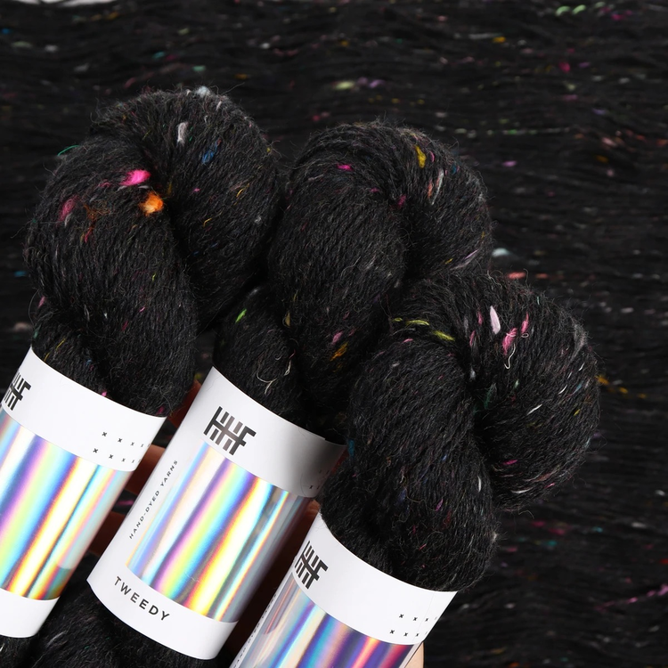 Hedgehog Fibres Hand Dyed Yarns Tweedy Noir
