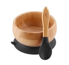 Black Bamboo Suction Bowl & Spoon Set