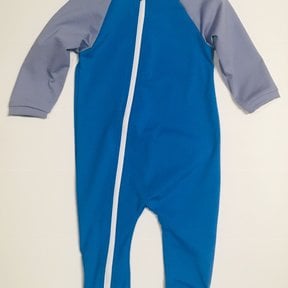 Smurf/Titanium Full Zip Baby Swimsuit