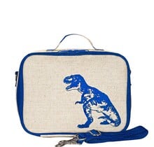 Blue Dino Raw Linen Lunchbox