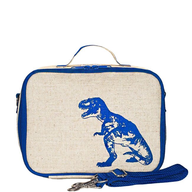 SoYoung Blue Dino Raw Linen Lunchbox
