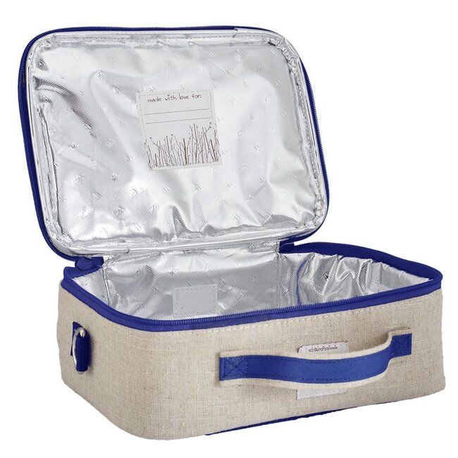 SoYoung Blue Dino Raw Linen Lunchbox
