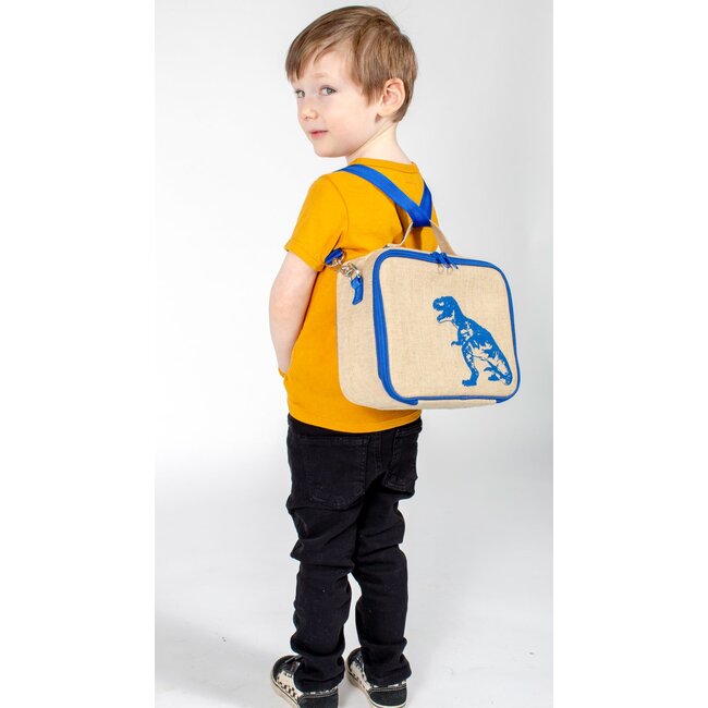 SoYoung Blue Dino Raw Linen Lunchbox