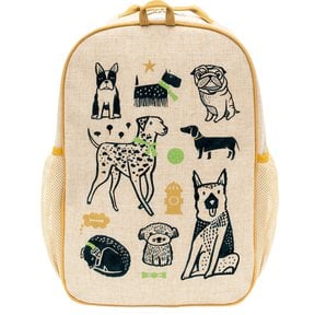 Wee Gallery Pups Raw Linen Gradeschool Backpack