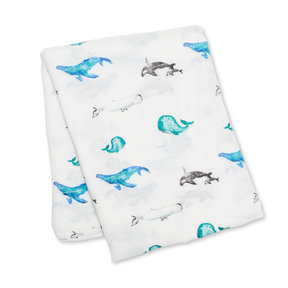 Whales Bamboo Muslin Swaddle