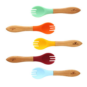 Bamboo Baby Forks 5 Pack w/ Blue