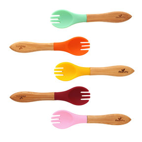 Bamboo Baby Forks 5 Pack w/ Pink