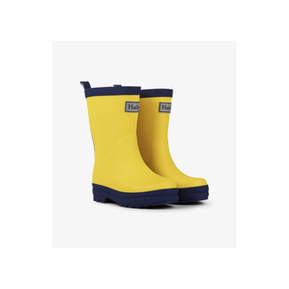 Yellow & Navy Matte Rain Boots