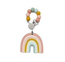Pastel Rainbow Silicone Teether & Clip Set