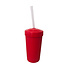 Red Straw Cup with Lid & Straw