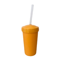 Orange Straw Cup with Lid & Straw
