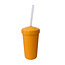 Orange Straw Cup with Lid & Straw
