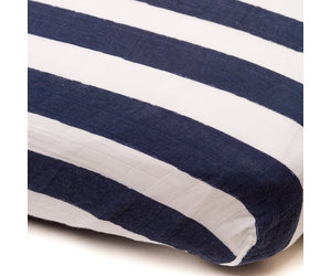 navy stripe crib sheet