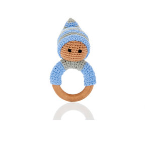 Blue Pixie Rattle Ring with Wood