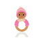 Pebble Pink Pixie Rattle Ring with Wood