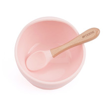 Delicate Pink Silicone Bowl + Spoon Set