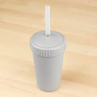 Grey Straw Cup with Lid & Straw