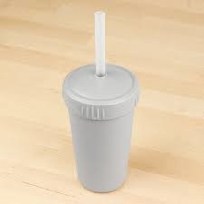 Grey Straw Cup with Lid & Straw