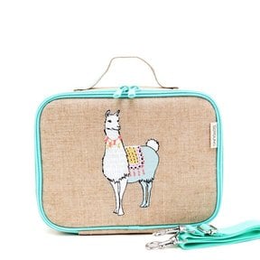 Groovy Llama Raw Linen Lunchbox