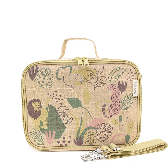 SoYoung Jungle Cats Raw Linen Lunchbox