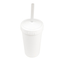White Straw Cup with Lid & Straw