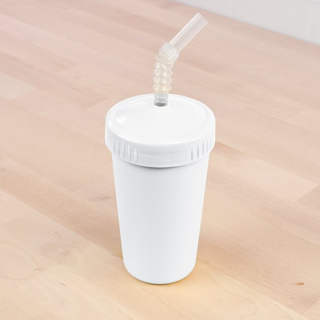 White Straw Cup with Lid & Straw