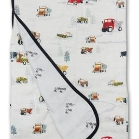 Happy Trucks Muslin Quilt Blanket