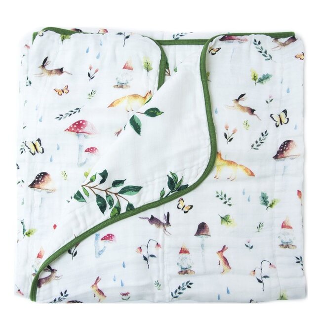 Loulou Lollipop Woodland Gnome Muslin Quilt Blanket