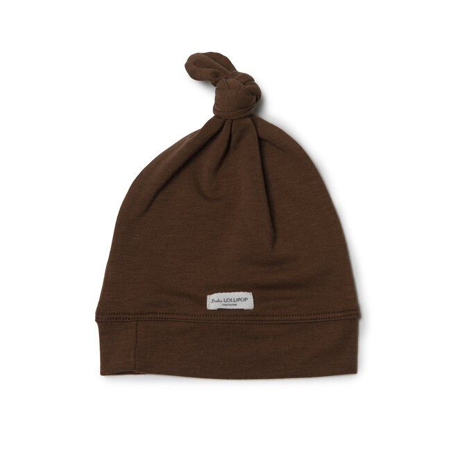 Loulou Lollipop Chestnut Top Knot Beanie in TENCEL