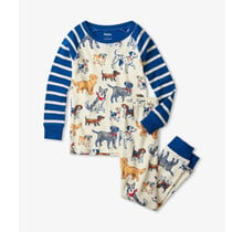 Blue Pups Organic Raglan Pajama Set