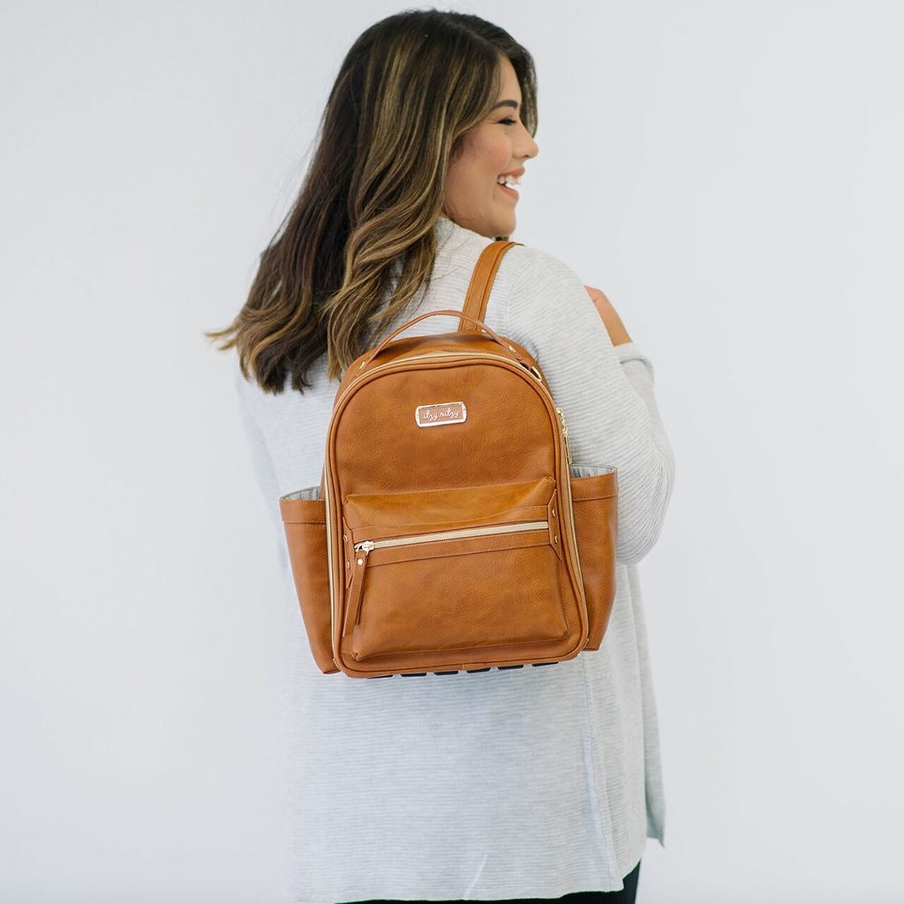 cognac diaper backpack