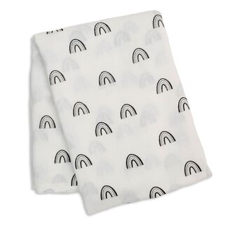 Lulujo Black Rainbow Bamboo Muslin Swaddle