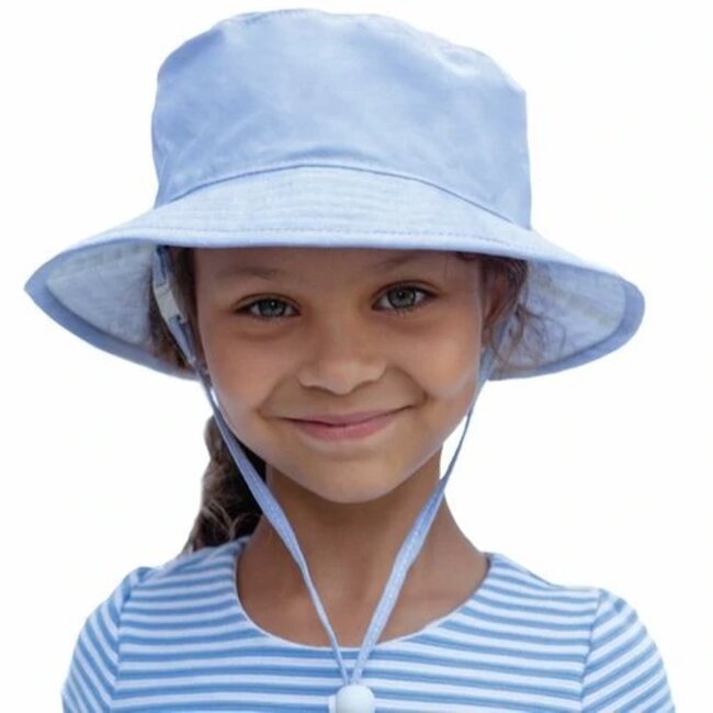 Puffin Gear 6-12m Blue Cotton Oxford Sunbaby Hat