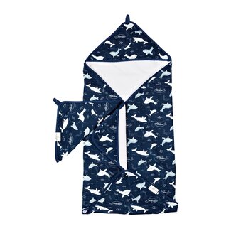 Loulou Lollipop Whales Hooded Towel Set