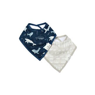 Loulou Lollipop Whales Bandana Bib Set, 2pk