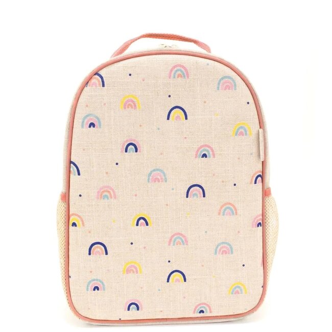 SoYoung Neo Rainbows Raw Linen Toddler Backpack